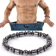 Man showing off a waist trainer with a close-up of the waist trainer on a white background.