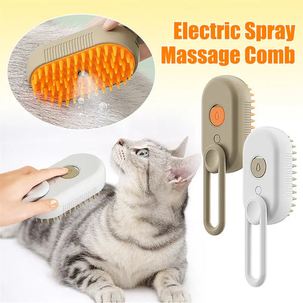 Cat Steam Brush Steamy Dog Brush 3 In 1 Electric Spray Cat Hair Brushes For Massage Pet Grooming Comb Hair Removal Combs Steam Pet Brush null