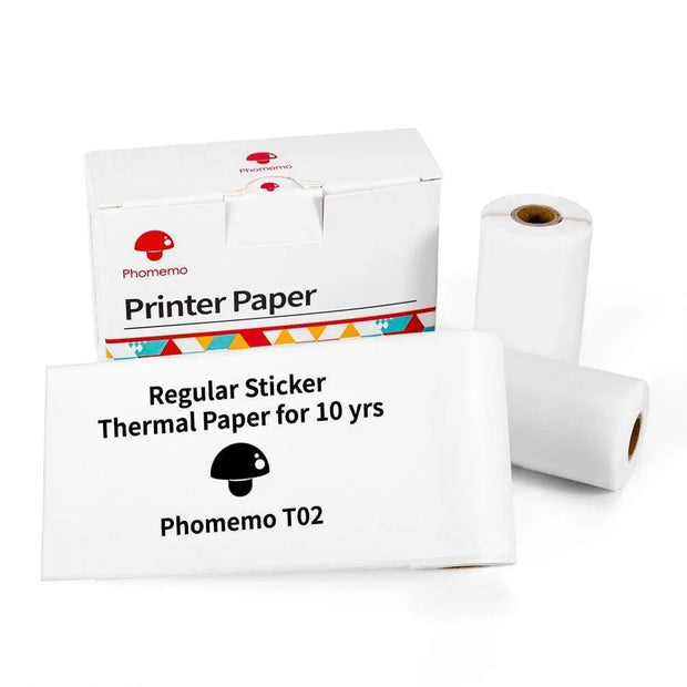 Portable Mini Thermal Label Printer Home Photo Printer Student Wrong Question Printer Bluetooth-compatible Mini Label Printer Price Tag with thermal printer paper rolls and packaging.