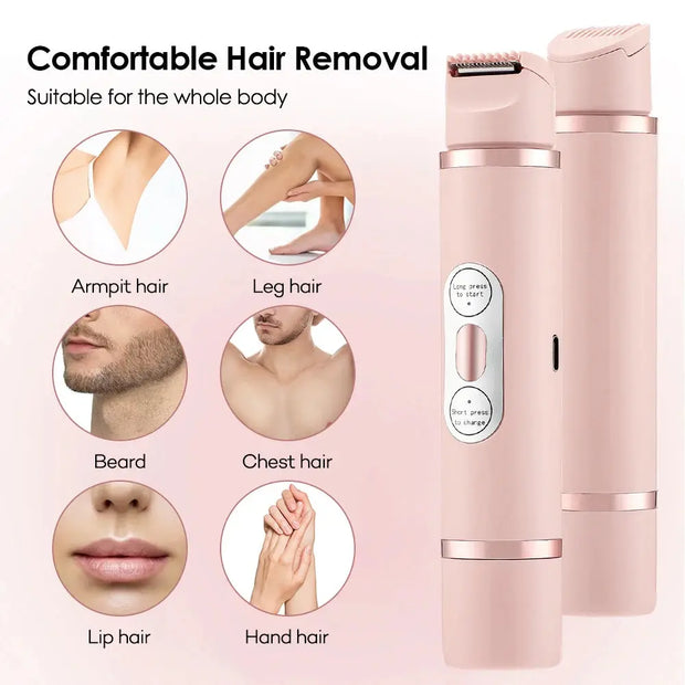 Dual-Head Electric Shaver Painless Women's Epilator bikini hair removal device for face arms legs underarm.