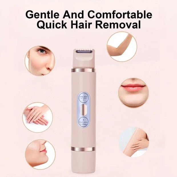 Dual-Head Electric Shaver Painless Women's Epilator Bikini Hair Removal Device for face, arms, legs, underarm use