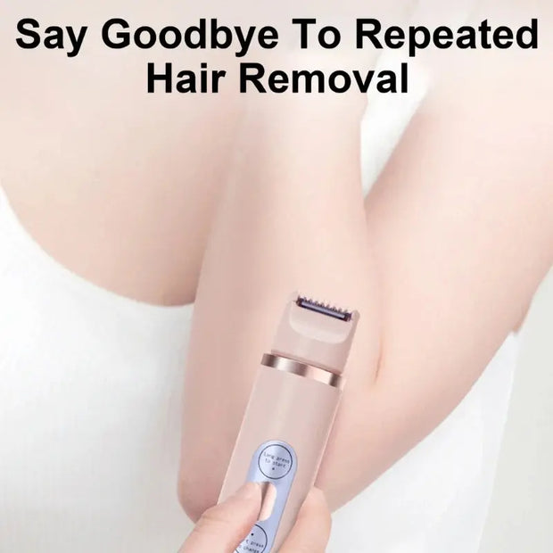 Dual-Head Electric Shaver Painless Women's Epilator for bikini, underarm, facial, lips, and leg hair removal.