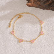 Insacelet love Stainless Steel Dripping Heart Bracelet Fashion  Love Valentine's Day Jewelry Gift with pink heart charms on gold chain