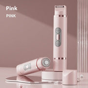 Dual-Head Electric Shaver Painless Women's Epilator Bikini Hair Removal Device in pink for face, body, legs, underarm lips