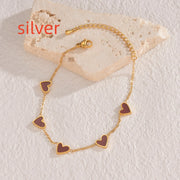 Ins Love Bracelet Stainless Steel Dripping Heart Bracelet Fashion Valentine's Day Jewelry Gift in gold with heart charms