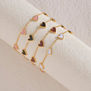 Ins Love Bracelet Stainless Steel Dripping Heart Bracelet Fashion Valentine's Day Jewelry Gift in various colors on gold chains