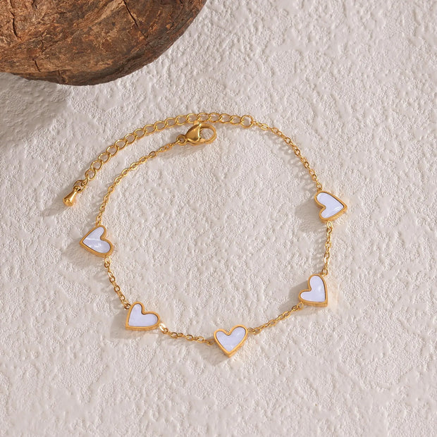 Ins Love Bracelet Stainless Steel Dripping Heart Bracelet Fashion Valentine's Day Jewelry Gift with white heart charms
