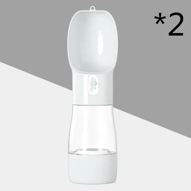 Traveling Out Portable Dog Water Dispenser with dual compartments for water and food, leak-proof and easy to carry.